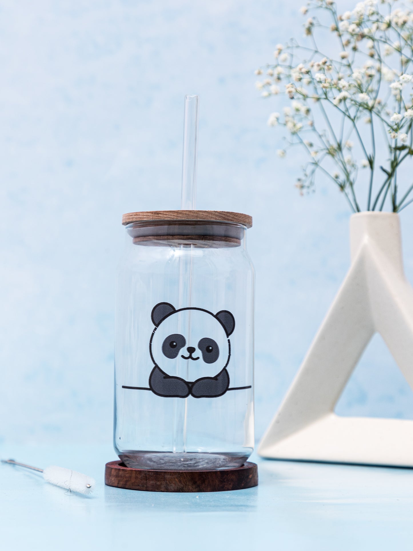 Can Shaped Sipper 500ml| Panda Print | 18oz Can Tumbler with lid, straw and coaster.