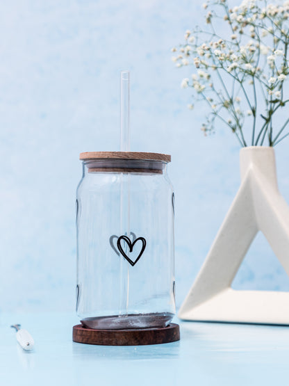 Can Shaped Sipper 500ml| Scribbled Heart | 18oz Can Tumbler with lid, straw and coaster.