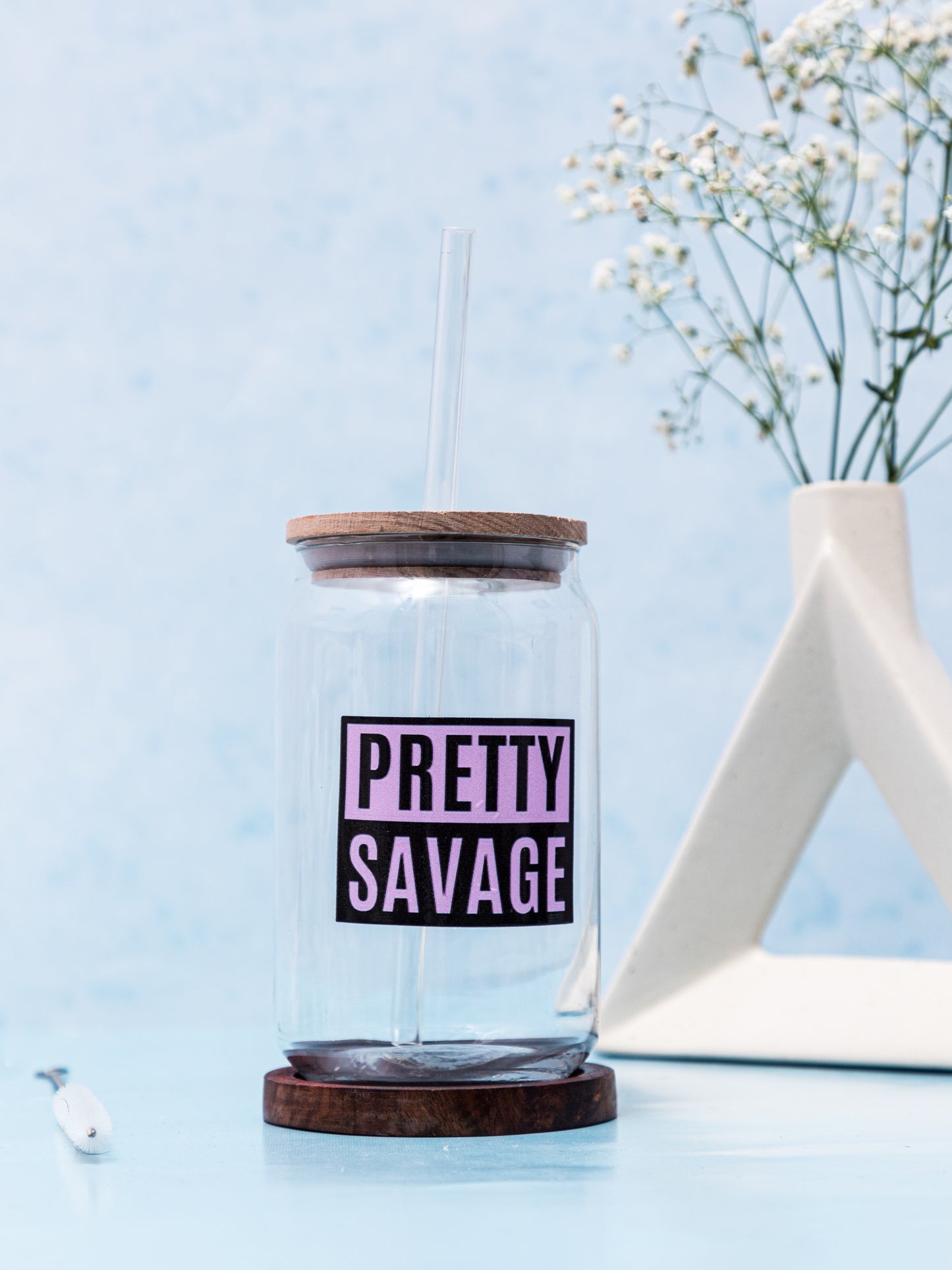 Can Shaped Sipper 500ml| Pretty Savage Print | 18oz Can Tumbler with lid, straw and coaster.