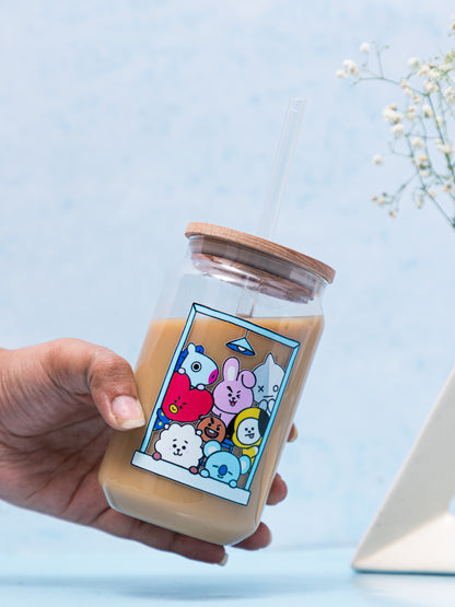 Can Shaped Sipper 500ml| BTS Frame Print | 18oz Can Tumbler with lid, straw and coaster.
