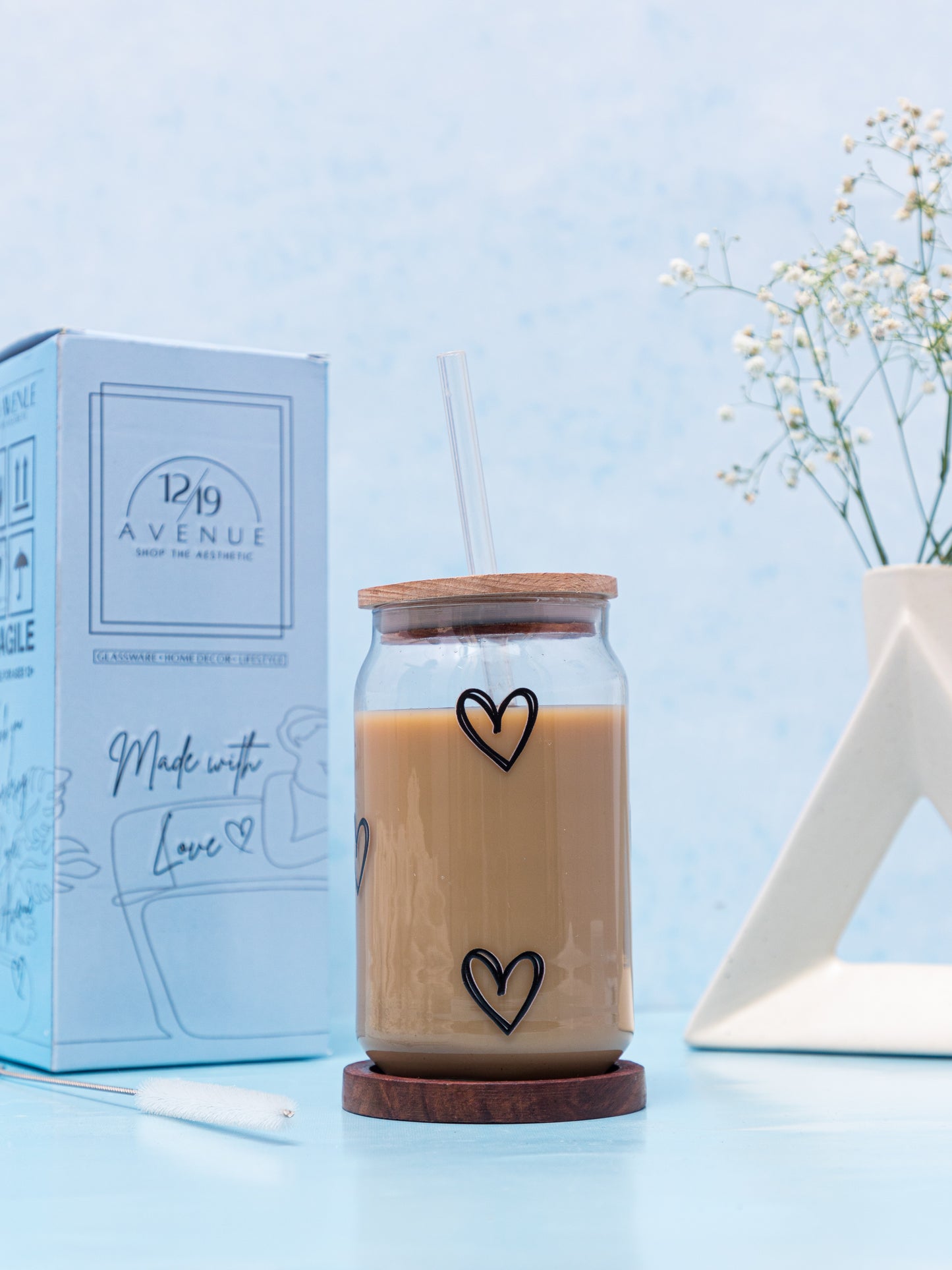 Can Shaped Sipper 500ml| Scribbled Heart | 18oz Can Tumbler with lid, straw and coaster.