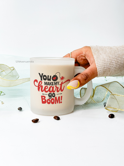 Frosted Mug 350ml | My Heart Goes Boom Print | Pocket Picks Mugs