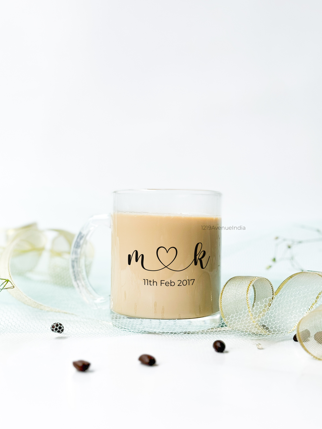 Personalized Clear Mug 350ml | Couple Initial Mug Permanent Print | Pocket Picks Mugs |