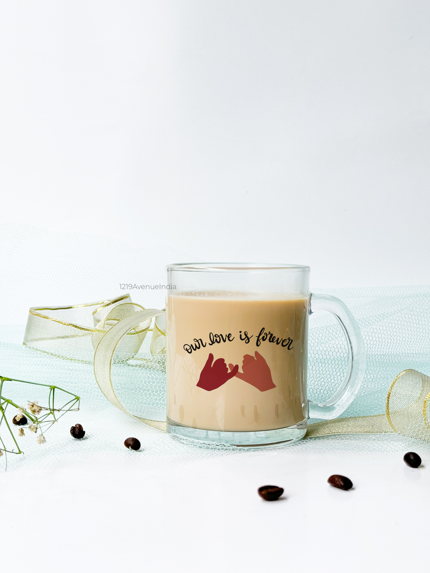 Clear Mug 350ml | Our Love is Forever Permanent Print | Pocket Picks Mugs | Heartstrings