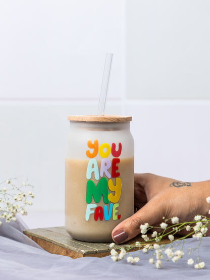 Frosted Can Shaped Sipper 500ml| You Are My Fav'e Print| 17oz Can Tumbler with Lid and Straw