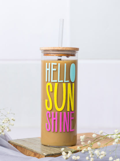 Grande Sipper 650ml| Hello Sun Shine Print| 22 oz Coffee Tumbler with Straw and Lid