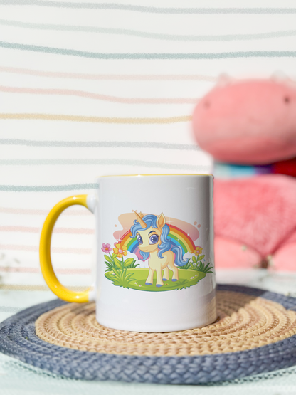 Kids Ceramic Mug 350ml | Unicorns & Rainbows Permanent Print | Kids Worthy Mugs