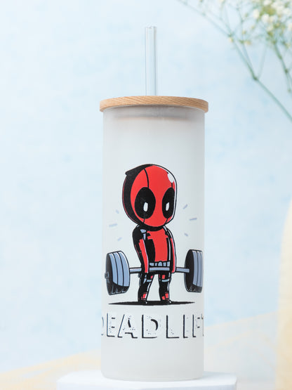 Frosted Grande Sipper 650ml| Deadpool Deadlift Print| 20oz Tall Tumbler with Straw and Lid