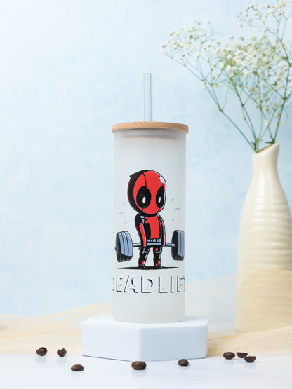 Frosted Grande Sipper 650ml| Deadpool Deadlift Print| 20oz Tall Tumbler with Straw and Lid
