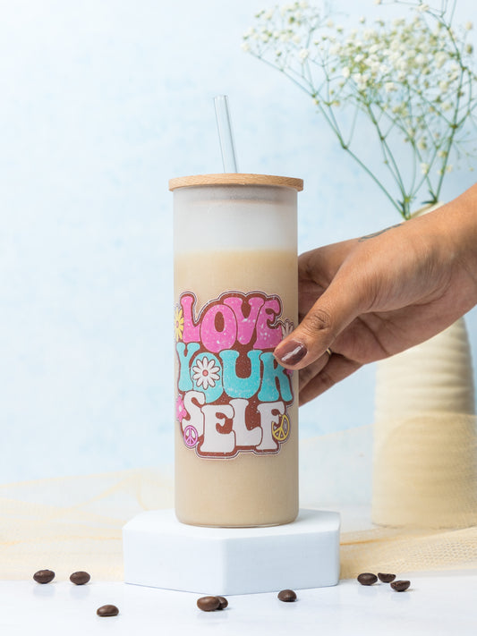 Frosted Grande Sipper 650ml| Love Yourself Print| 20oz Tall Tumbler