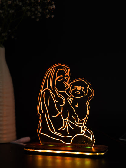 Personalized LED Side Table Lamp| Abstract with Dog Customized| Pet Lover Lamp NO COD