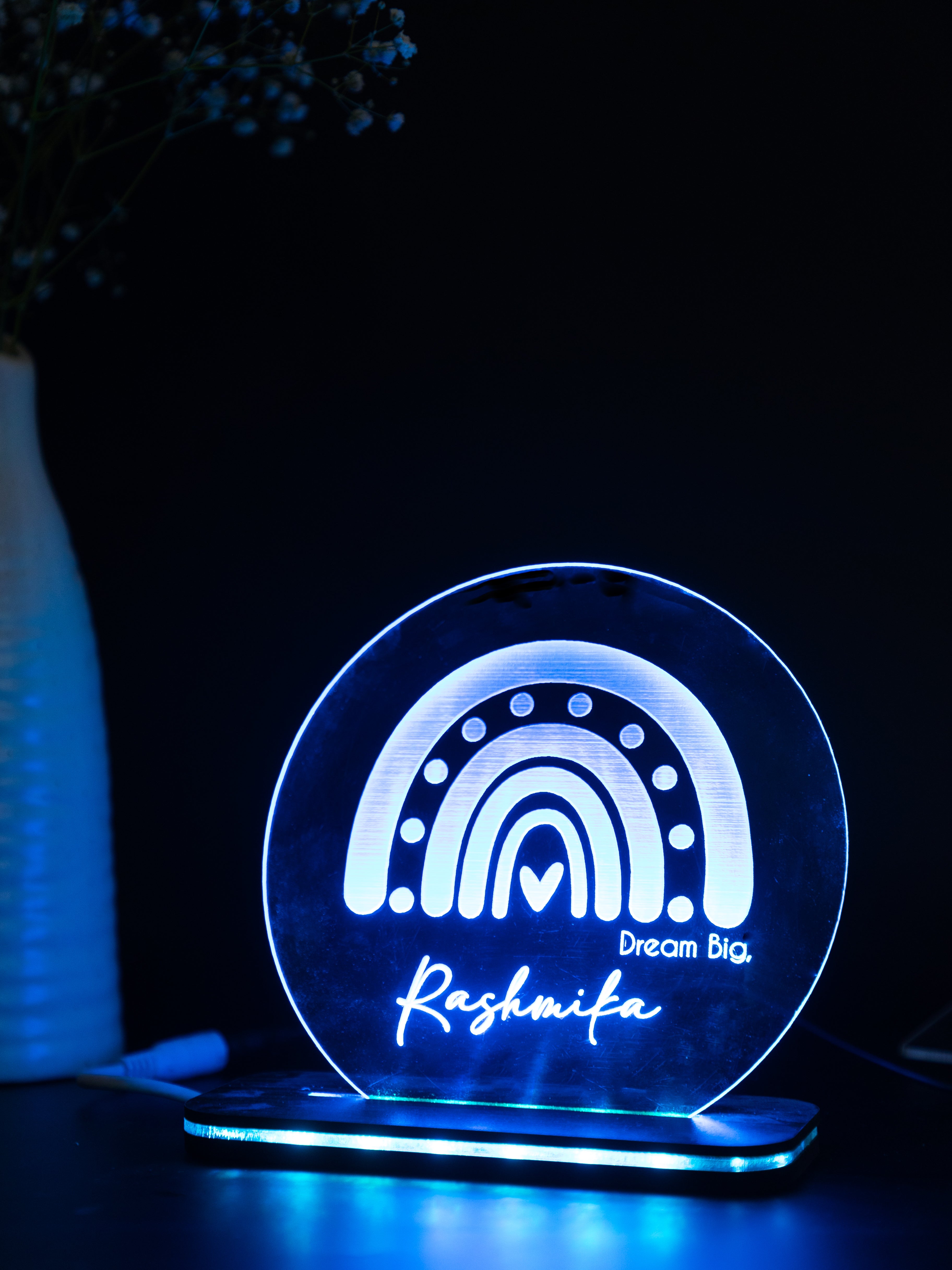 Personalized LED Side Table Lamp| Dream Big Name Customized