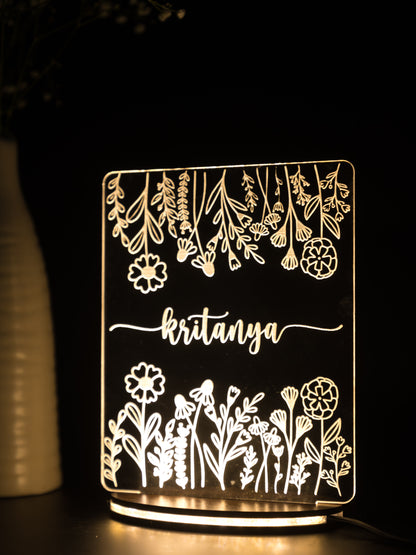 Personalized LED Side Table Lamp| Floral And Name Customized| NO COD
