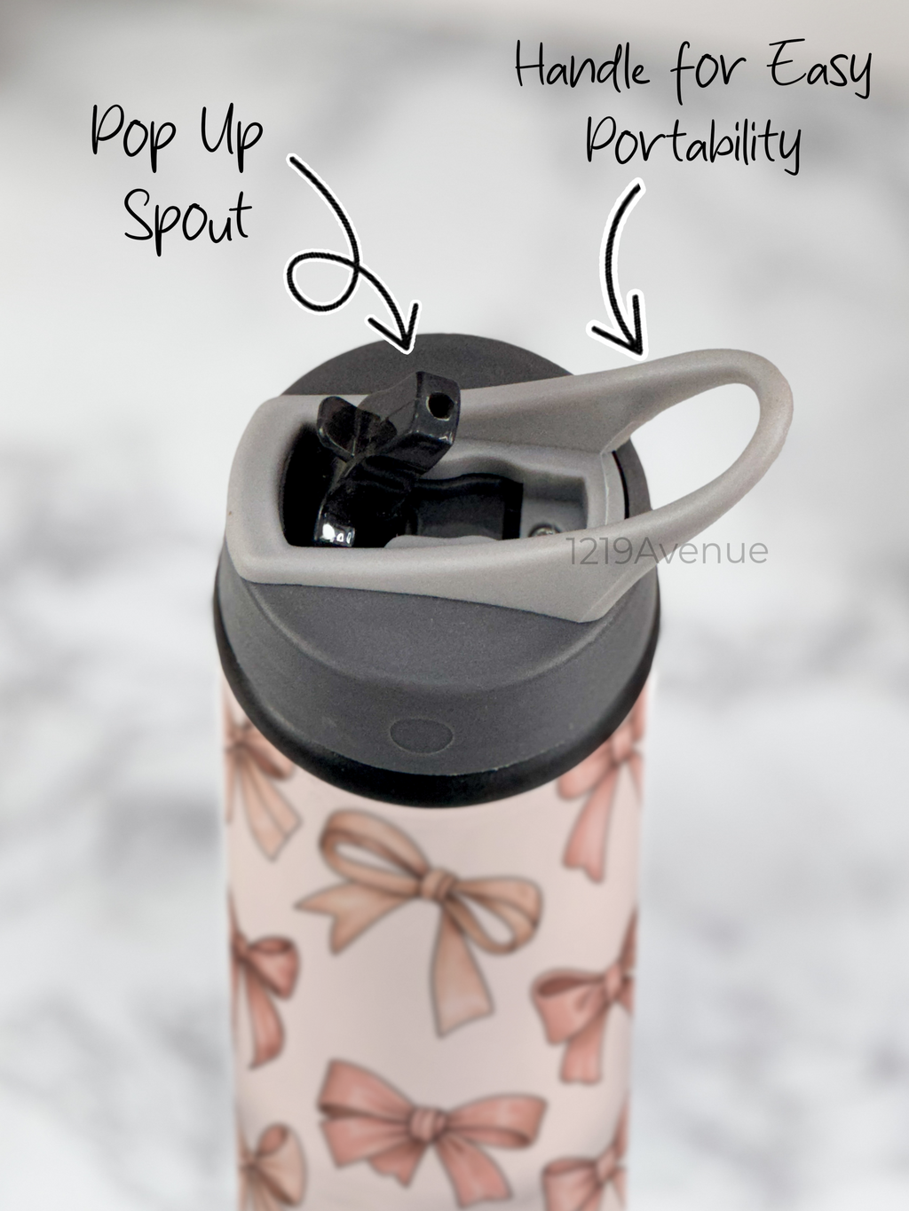 750ml Printed Fun-Sip Water Bottle | Bow Beut Print | For Kids, School, Sports | Sipper Bottle with Carry Handle, Durable & Stylish