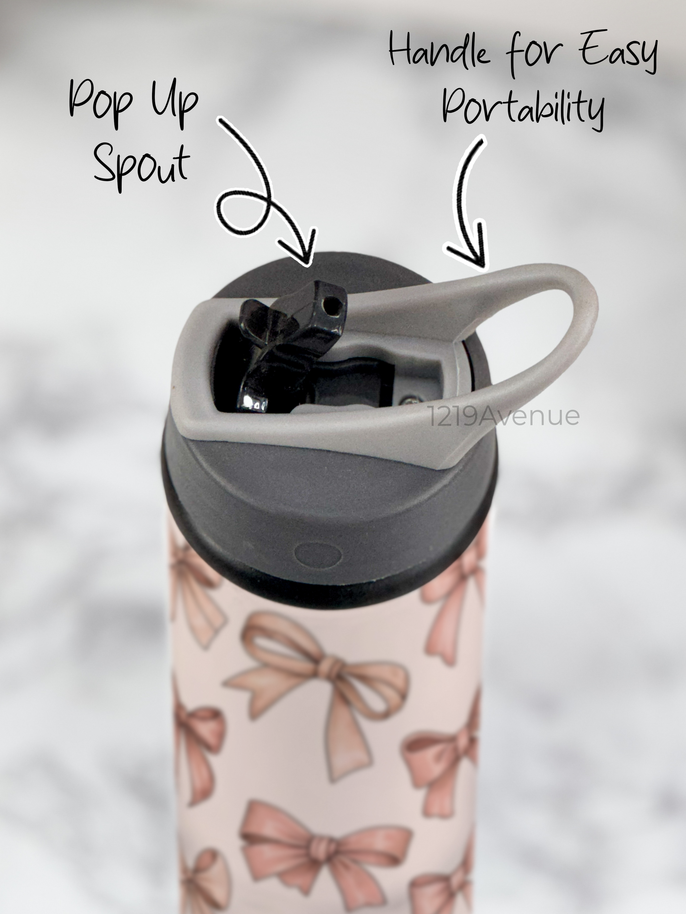 750ml Printed Fun-Sip Water Bottle | Bow Beut Print | For Kids, School, Sports | Sipper Bottle with Carry Handle, Durable & Stylish