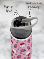 750ml Printed Fun-Sip Water Bottle | Hello Kitty Print | For Kids, School, Sports | Sipper Bottle with Carry Handle, Durable & Stylish