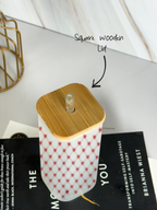 Squaro Sipper 450ml| Benji Hearts Design| Permanent Prints| Coffee Glass Tumbler with straw and lid