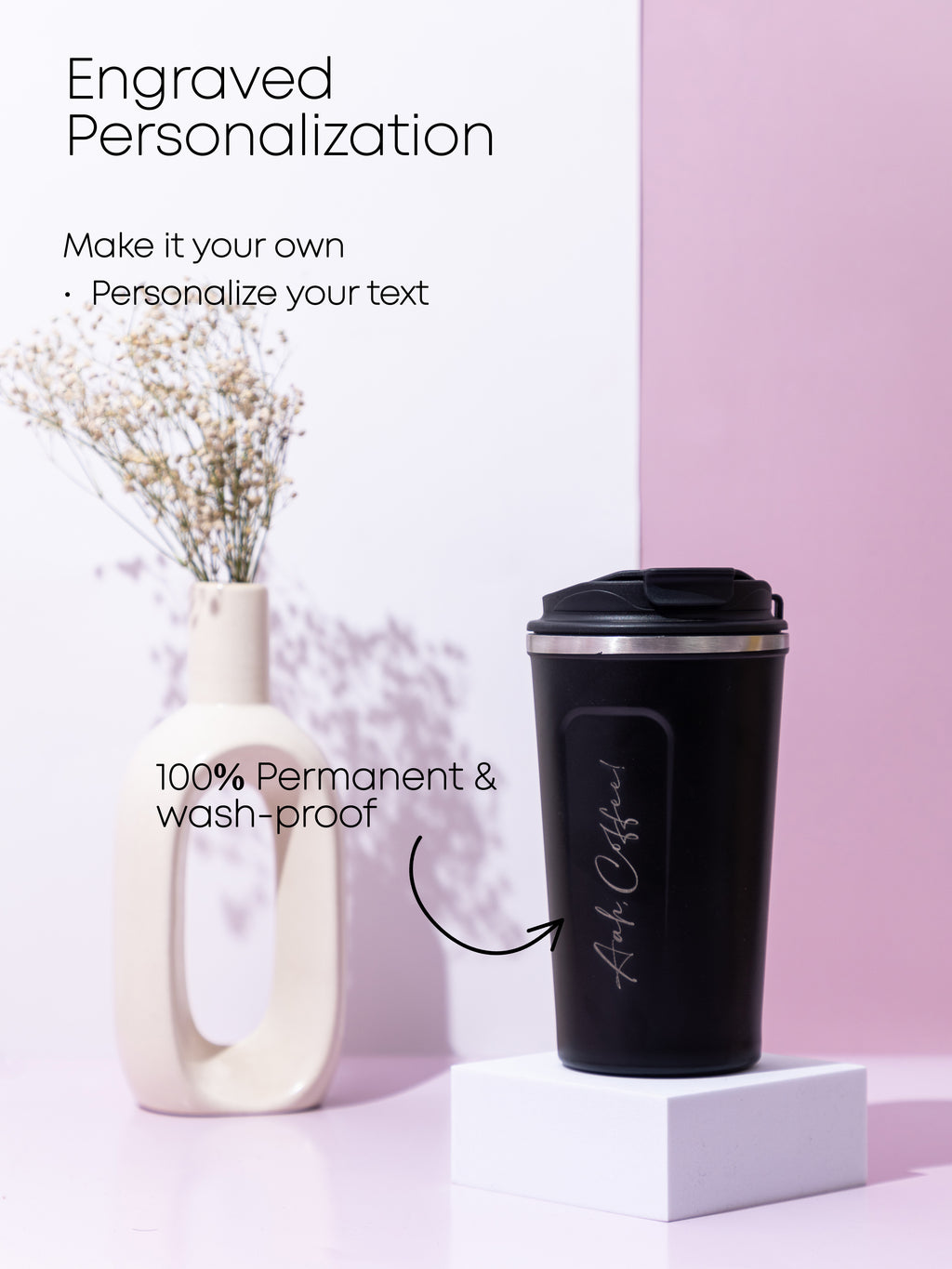 Personalized Name/Quote Temperature Display Portable Coffee Flask 500ml