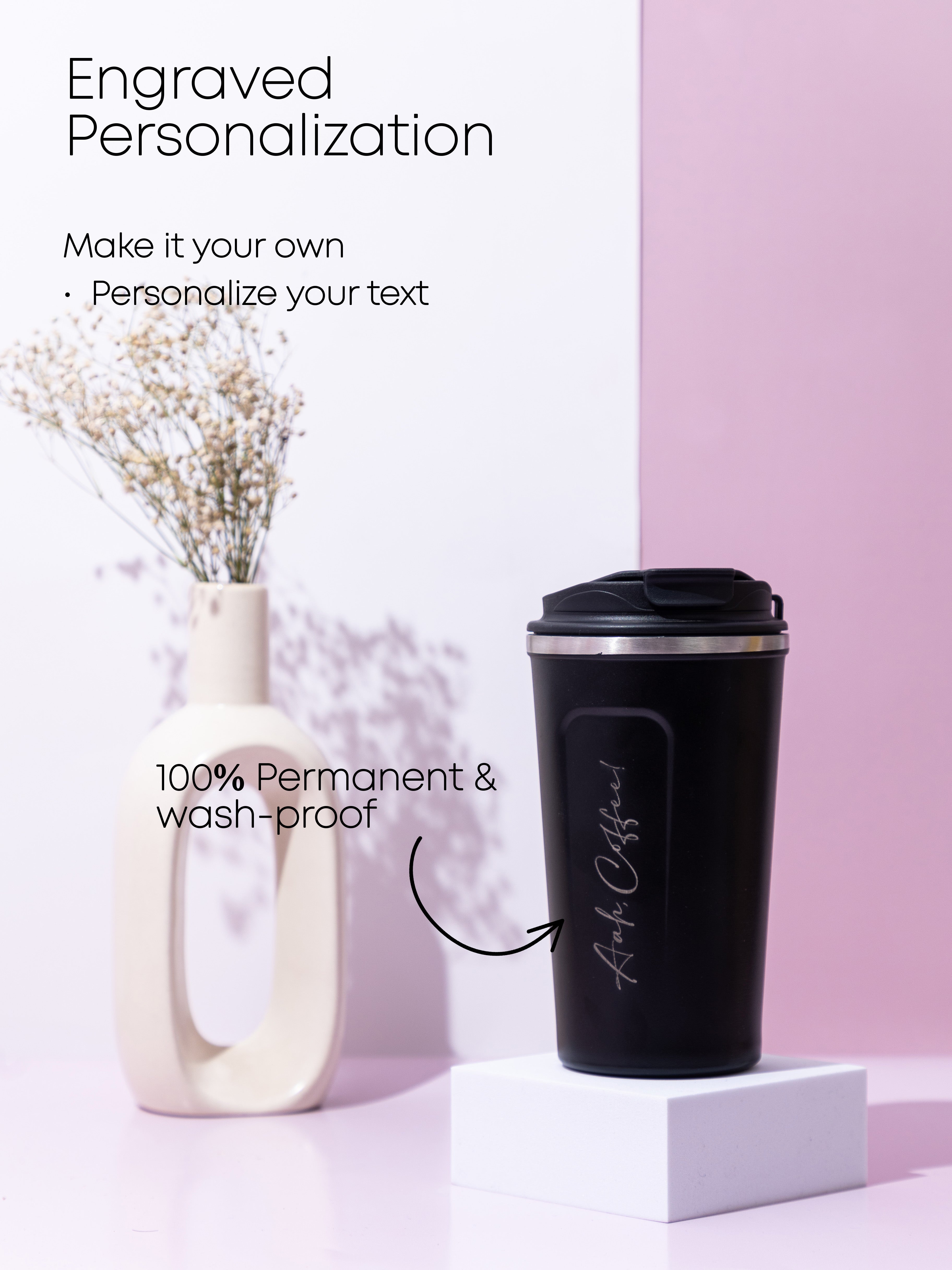 Personalized Name/Quote Temperature Display Portable Coffee Flask 500ml