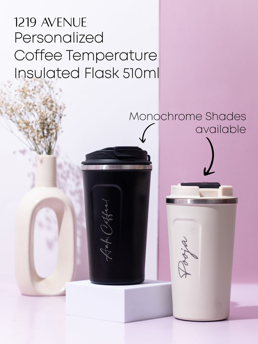 Personalized Name/Quote Temperature Display Portable Coffee Flask 500ml