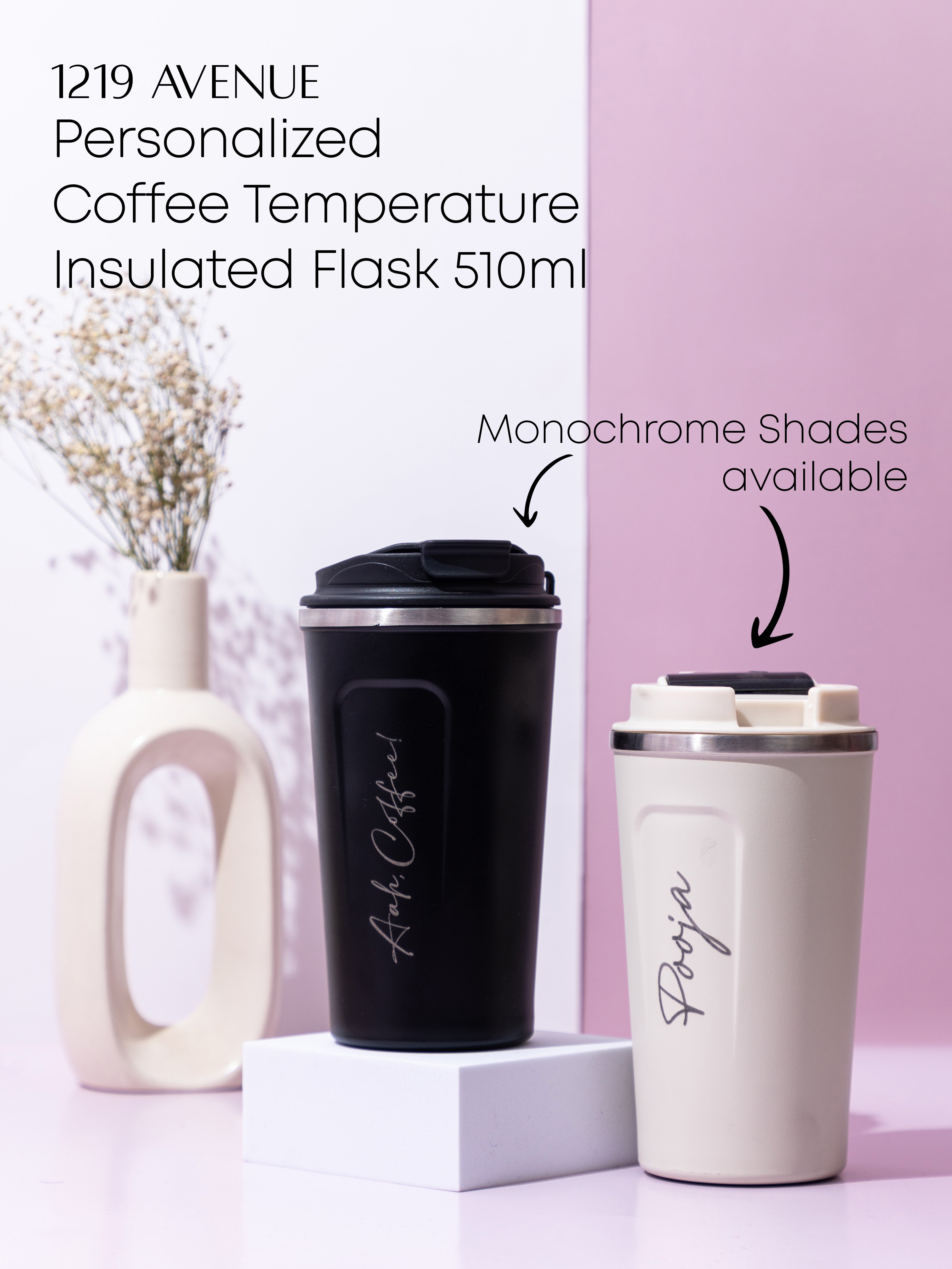 Personalized Name/Quote Temperature Display Portable Coffee Flask 500ml