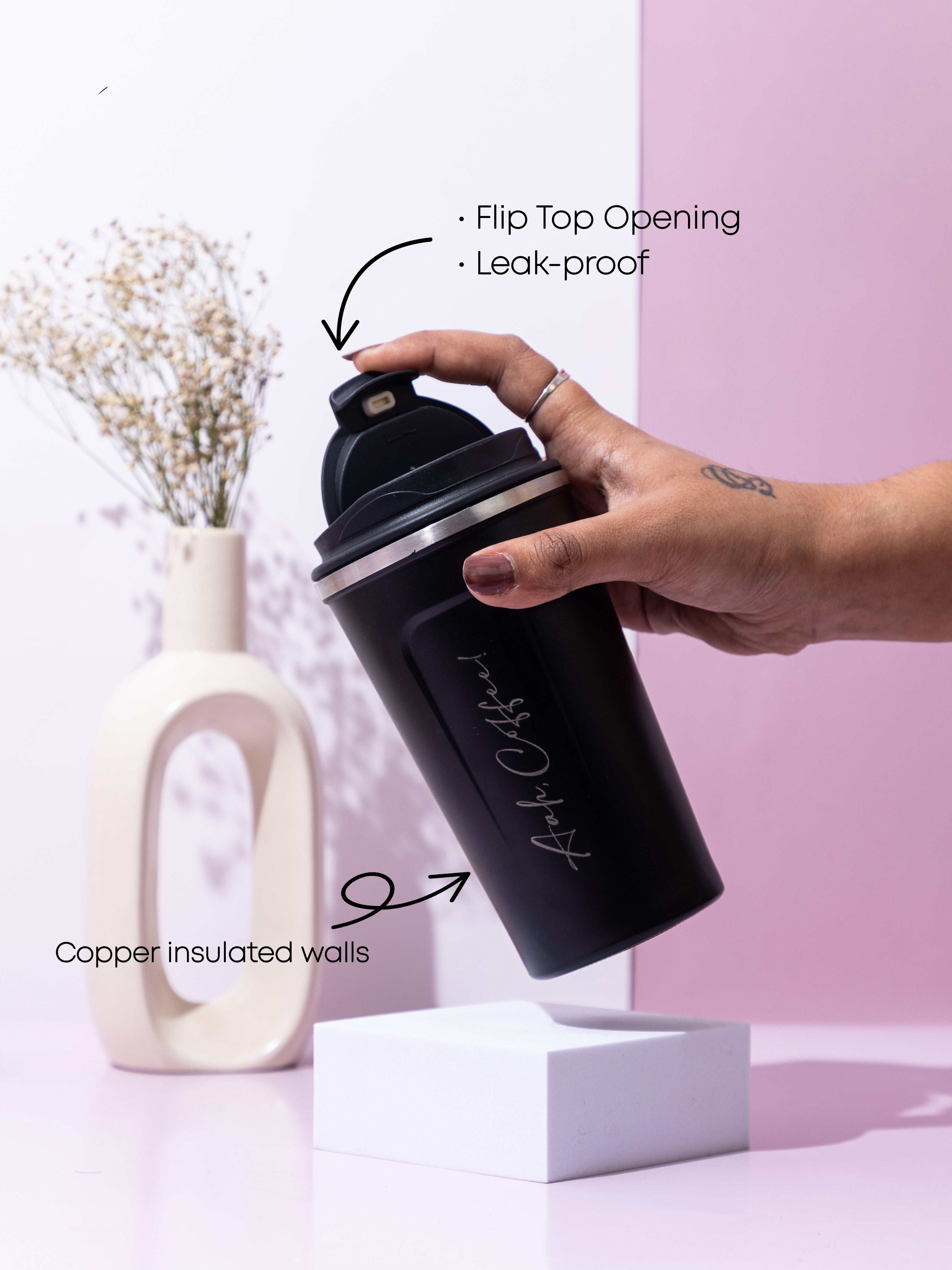 Personalized Name/Quote Temperature Display Portable Coffee Flask 500ml