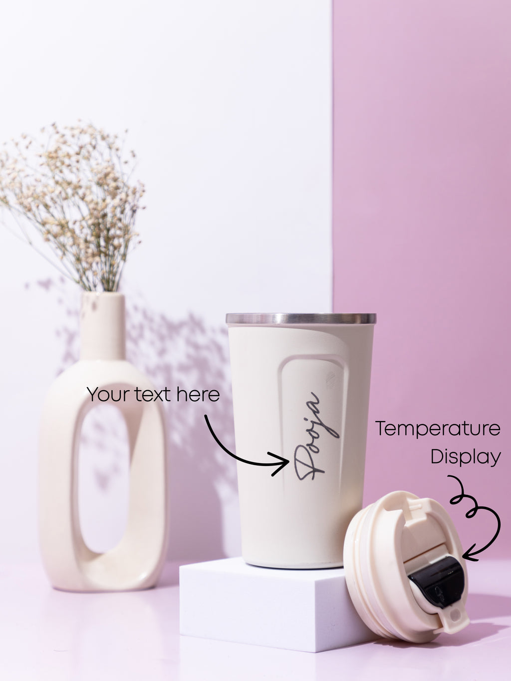 Personalized Name/Quote Temperature Display Portable Coffee Flask 500ml