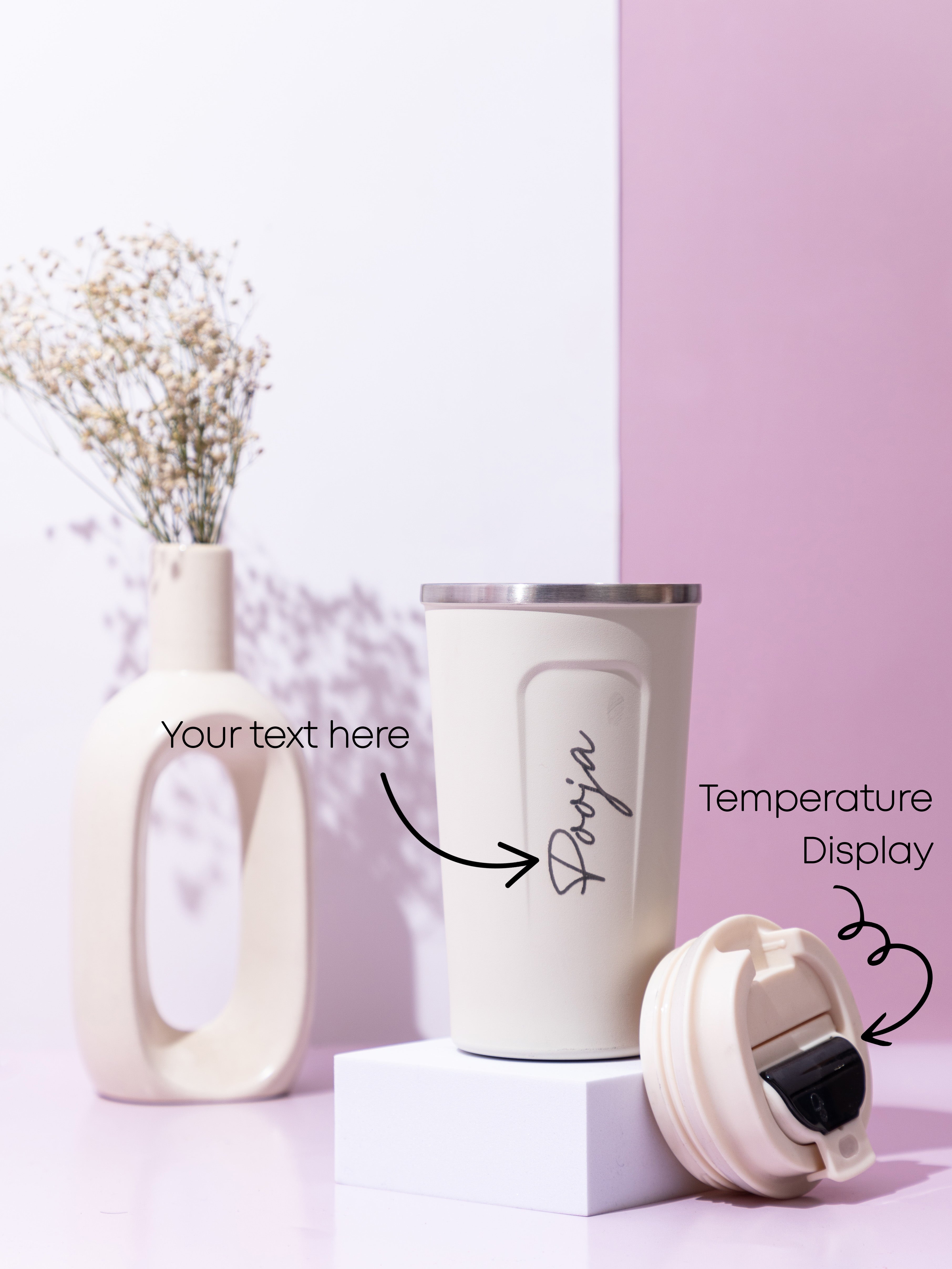 Personalized Name/Quote Temperature Display Portable Coffee Flask 500ml