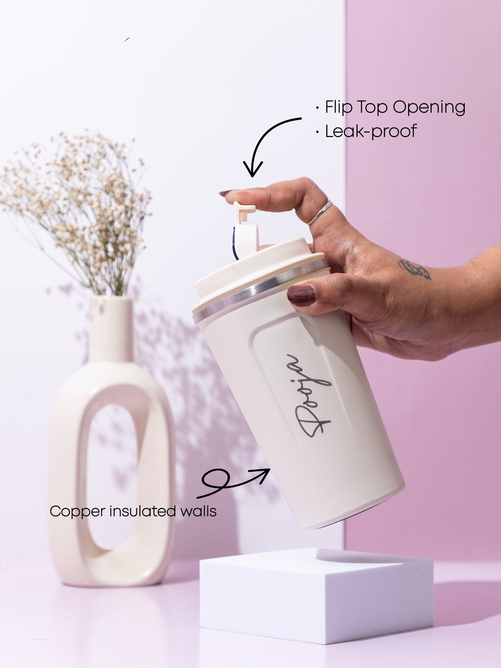 Personalized Name/Quote Temperature Display Portable Coffee Flask 500ml