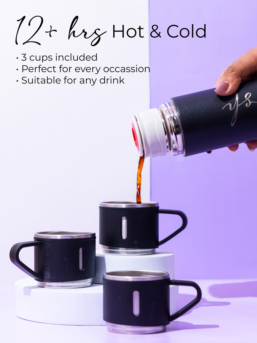 Personalized Insulated Vacuum Flask with 3 cups