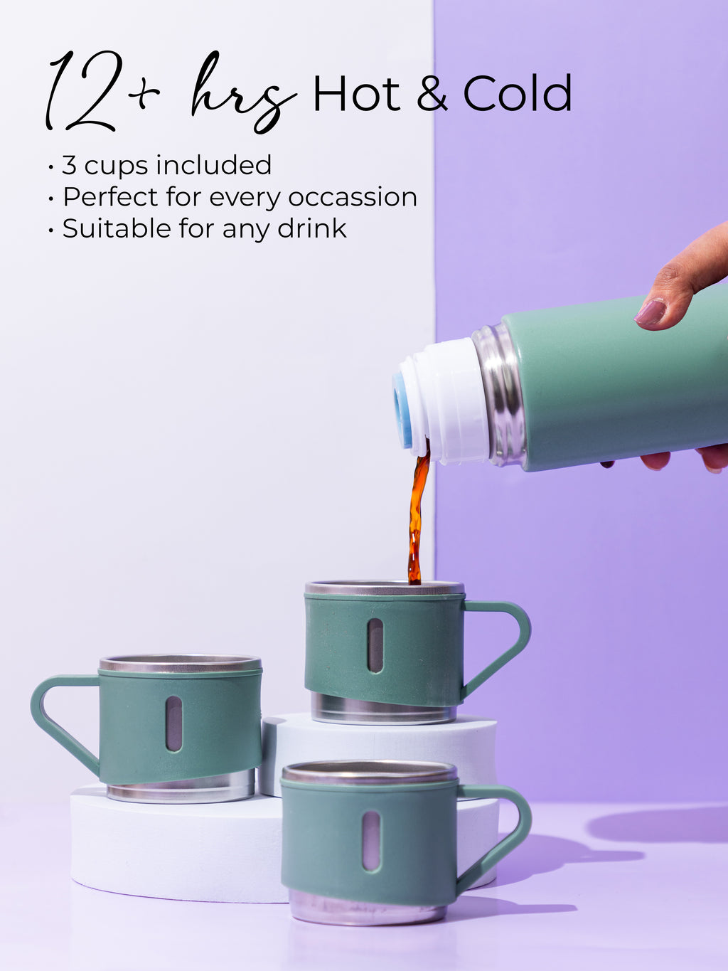 Personalized Insulated Vacuum Flask with 3 cups