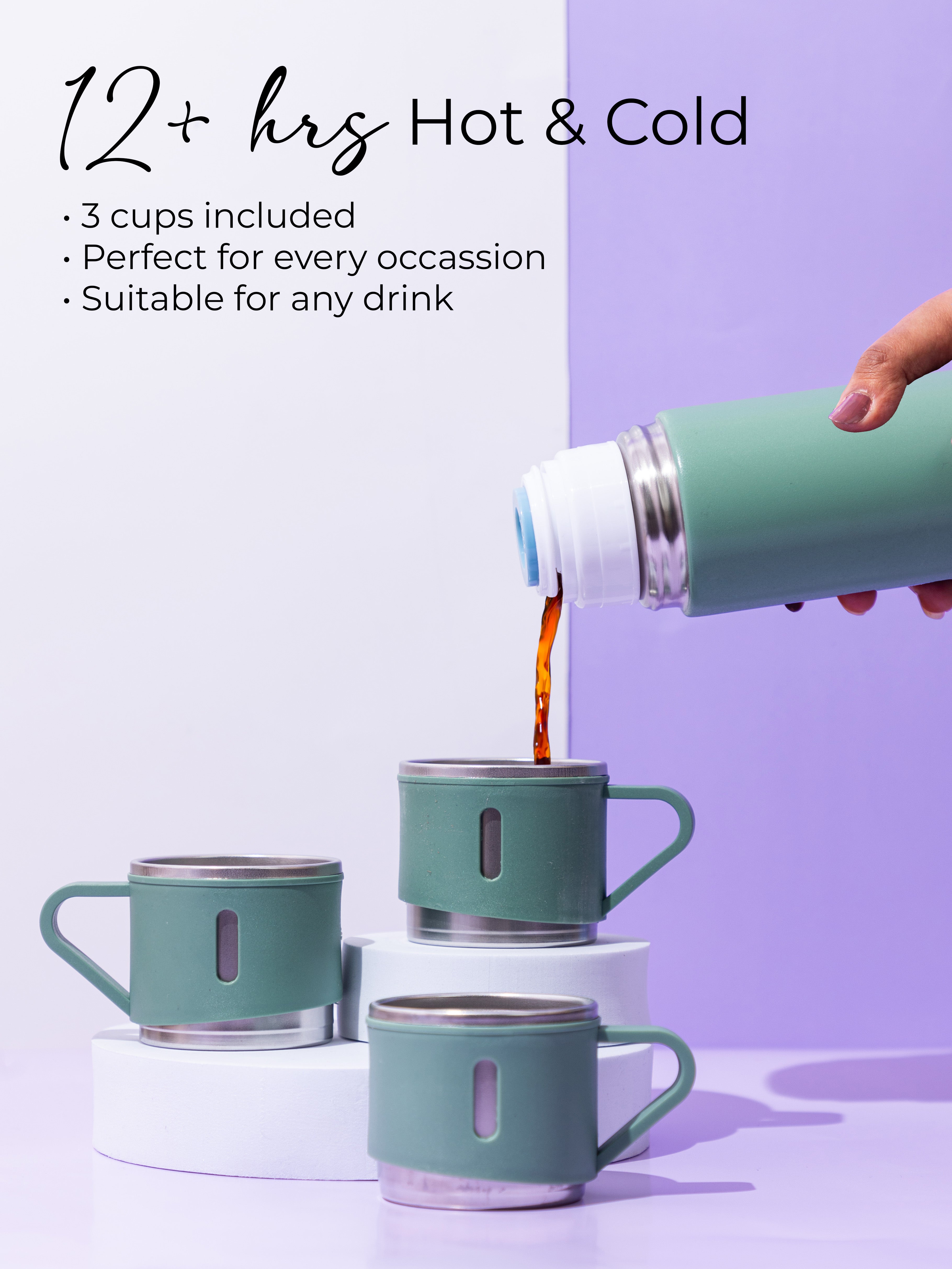 Personalized Insulated Vacuum Flask with 3 cups