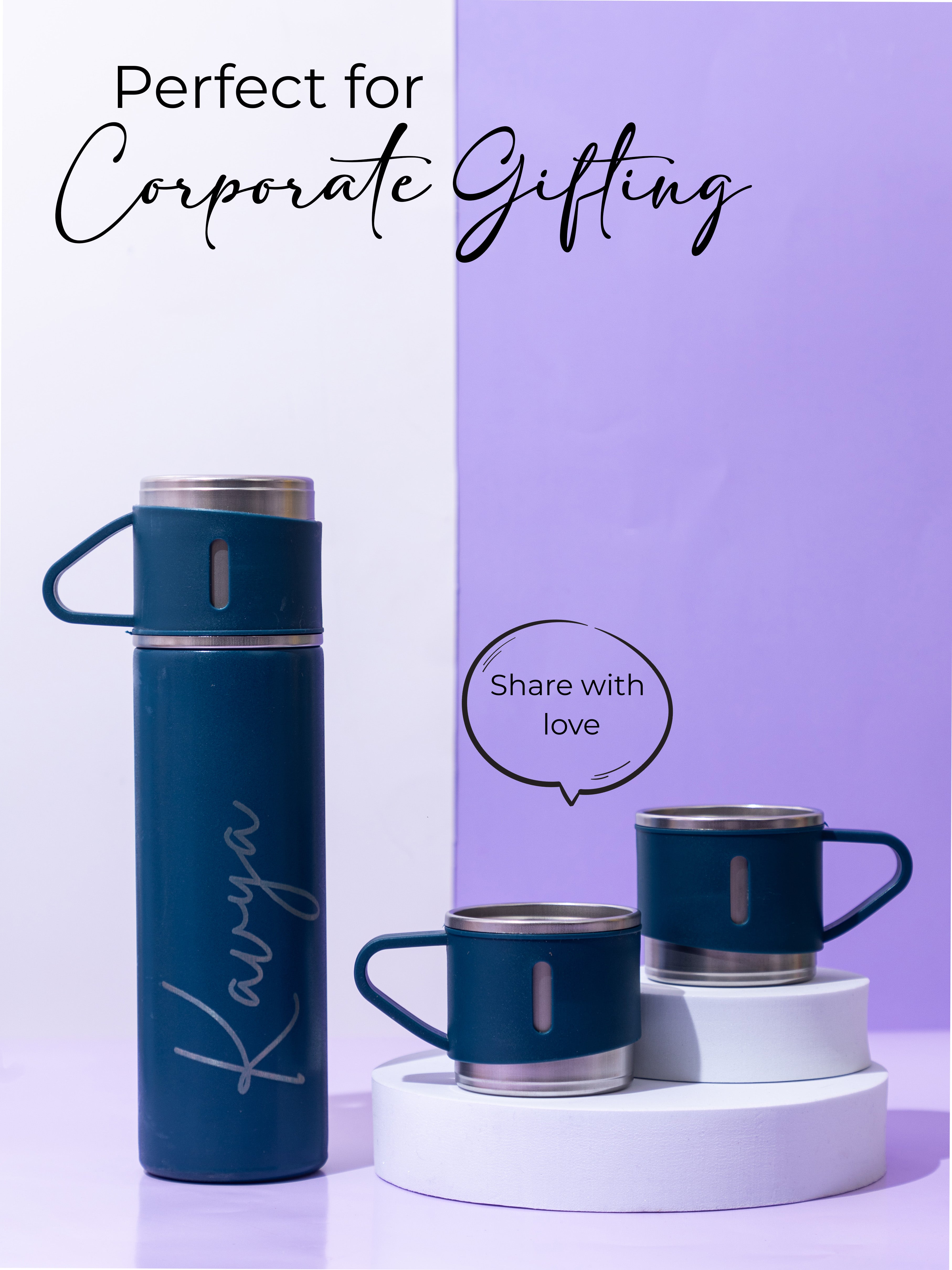 Personalized Insulated Vacuum Flask with 3 cups