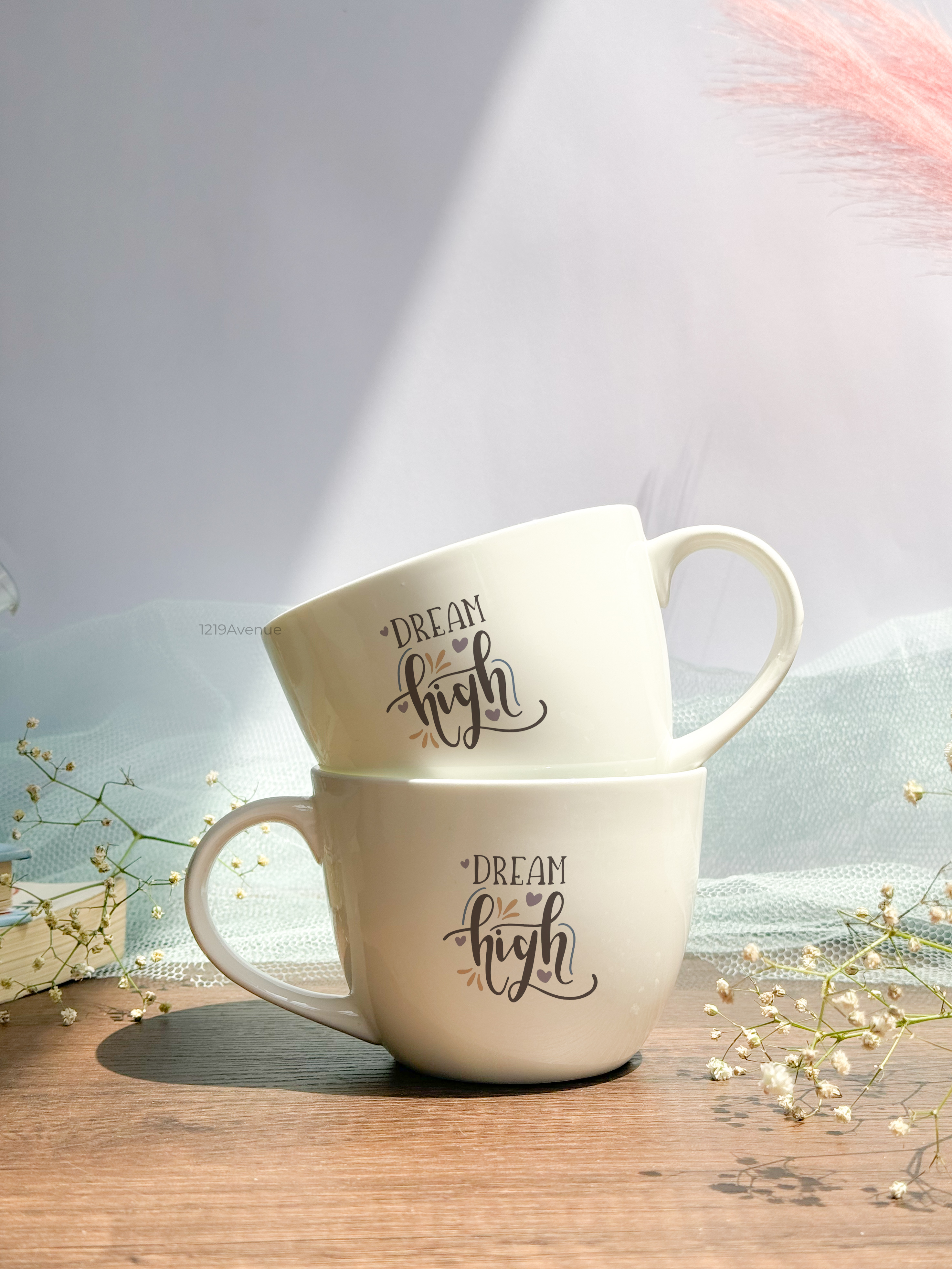 Grande Ceramic Cups |420ml | Dream High Permanent Print | Premium Ceramic Cups