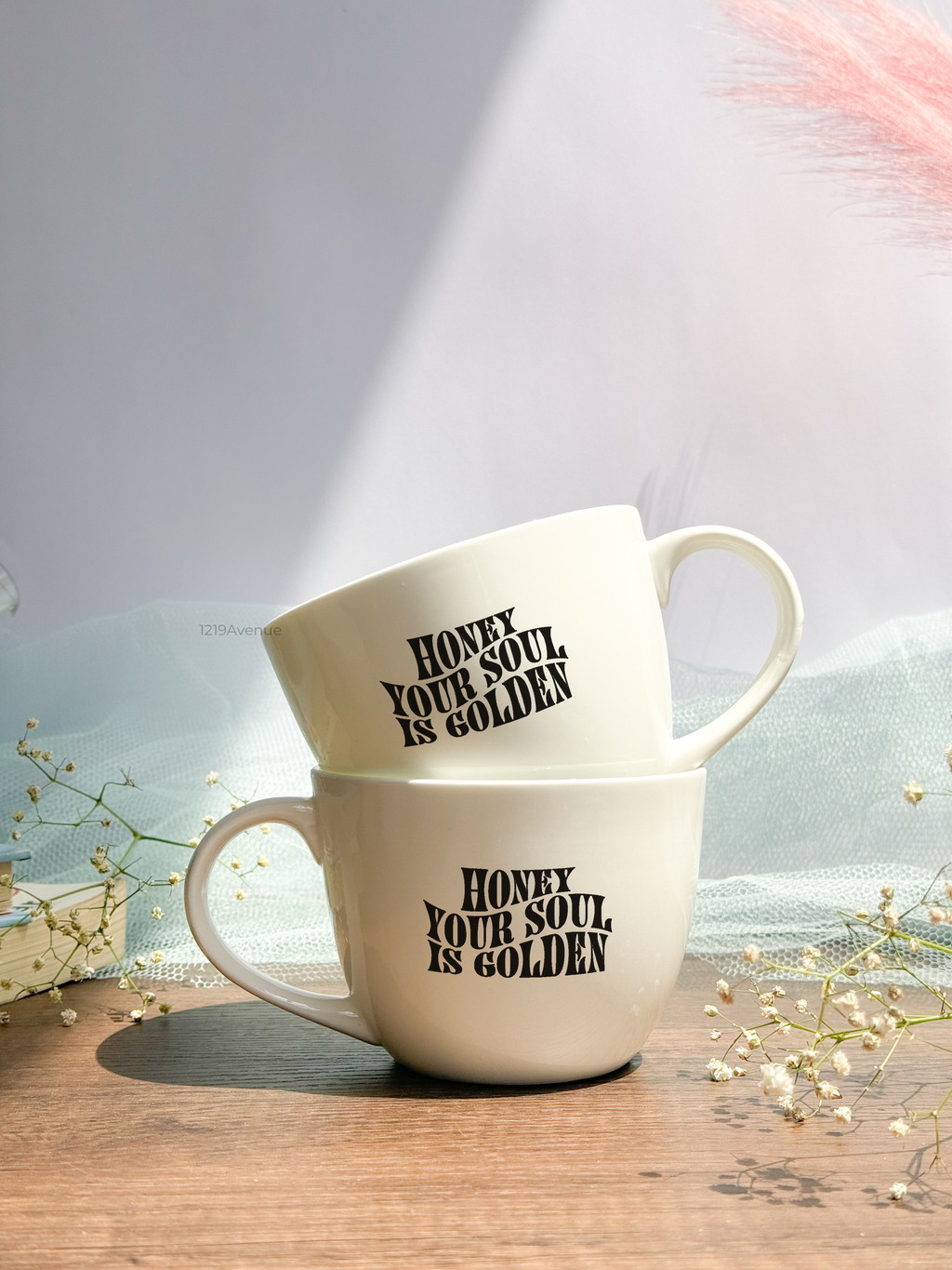 Grande Ceramic Cups |420ml |Golden Soul Permanent Print | Premium Ceramic Cups