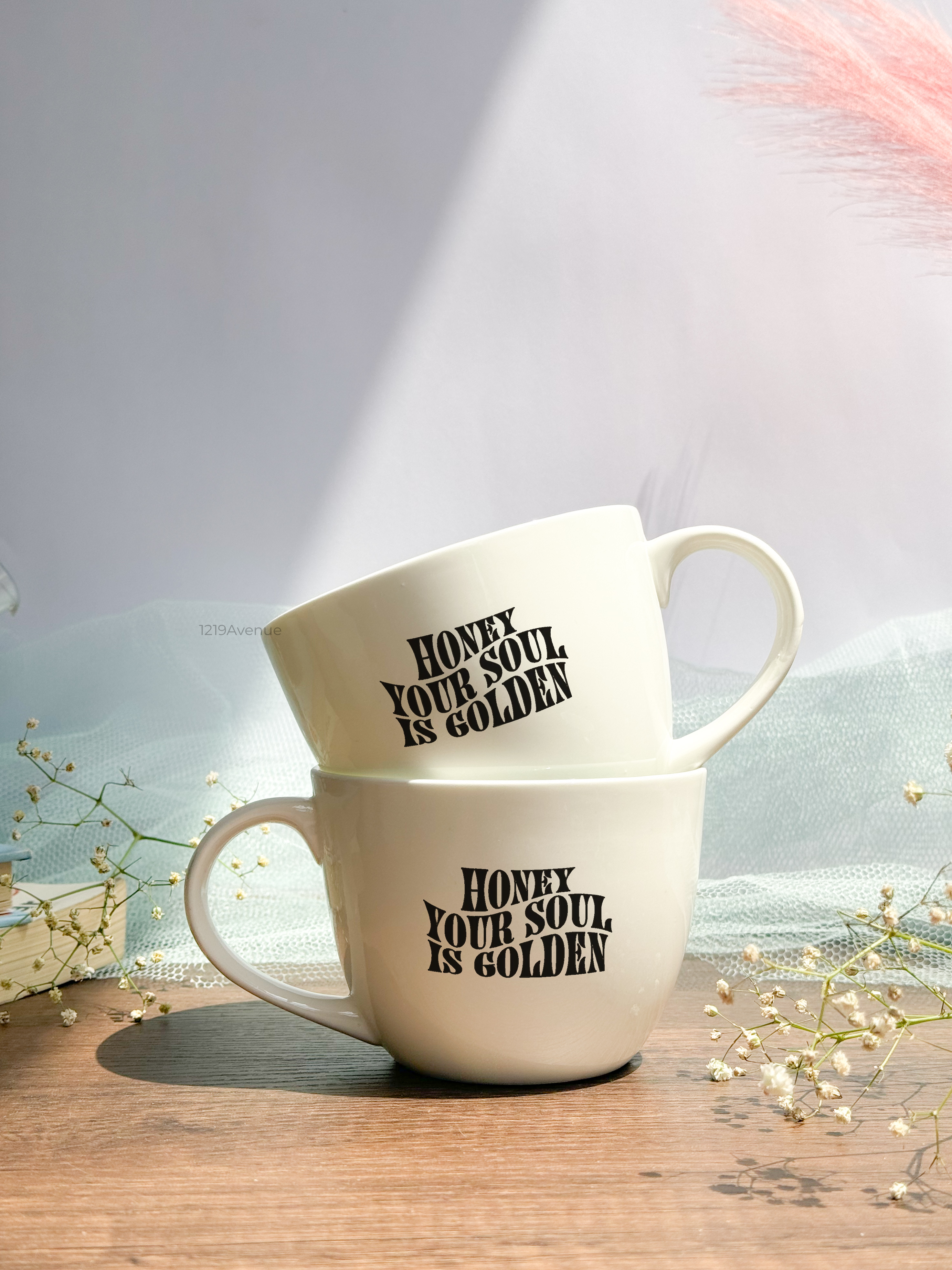 Grande Ceramic Cups |420ml |Golden Soul Permanent Print | Premium Ceramic Cups