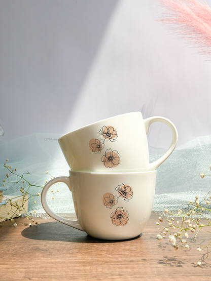 Ceramic Grande Cups |420ml |Floral Magic Permanent Print | Premium Ceramic Cups