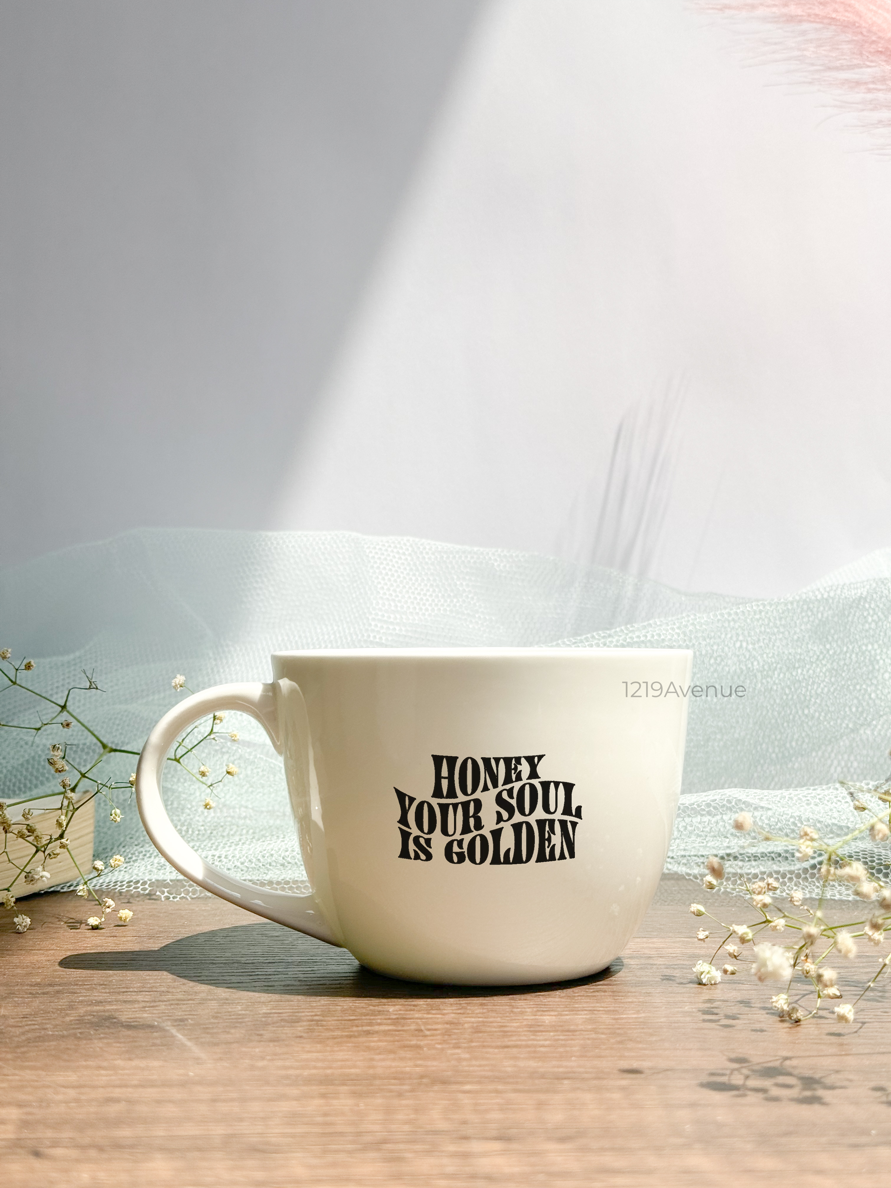 Grande Ceramic Cups |420ml |Golden Soul Permanent Print | Premium Ceramic Cups