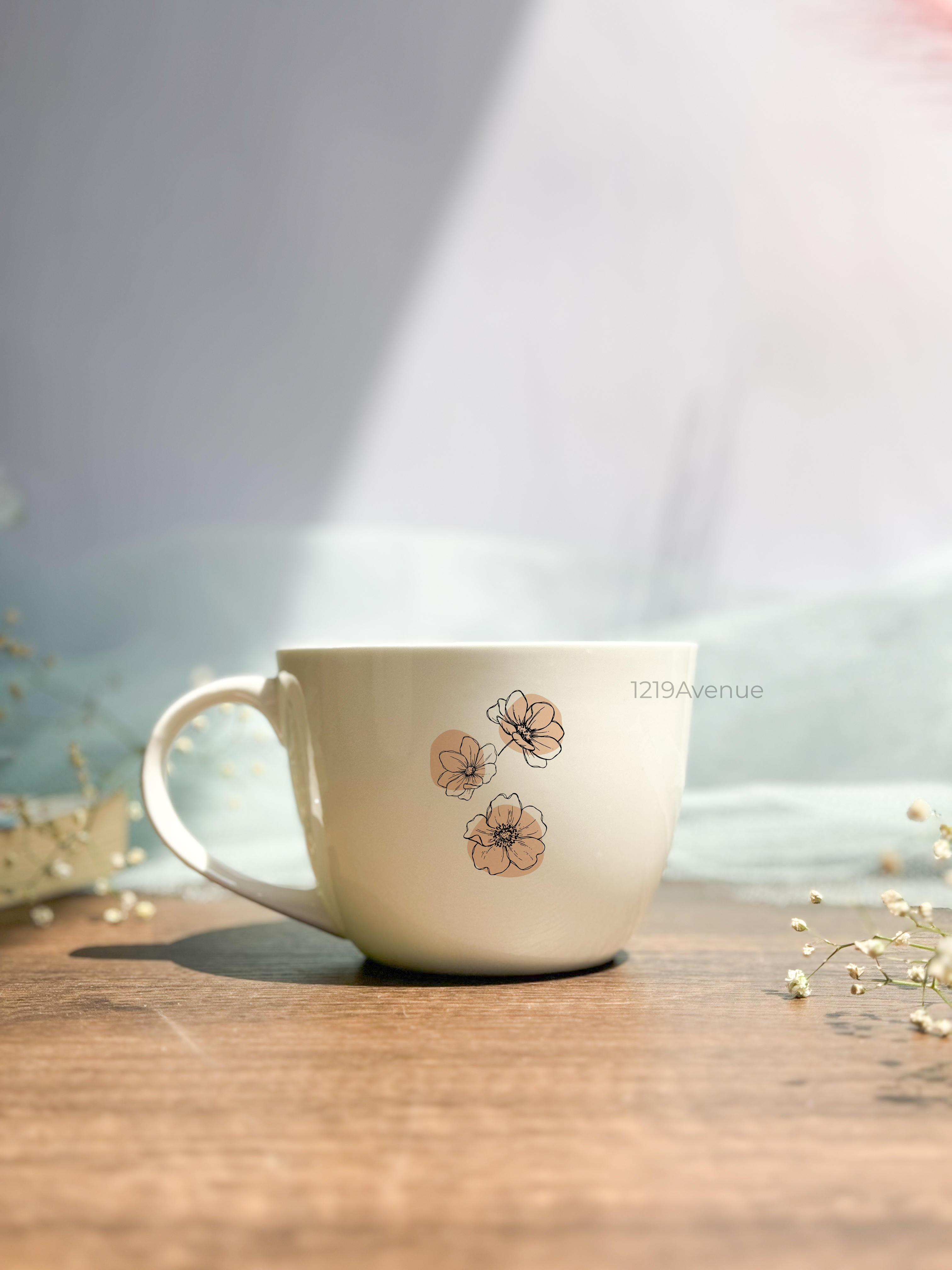 Grande Ceramic Cups |420ml |Floral Magic Permanent Print | Premium Ceramic Cups