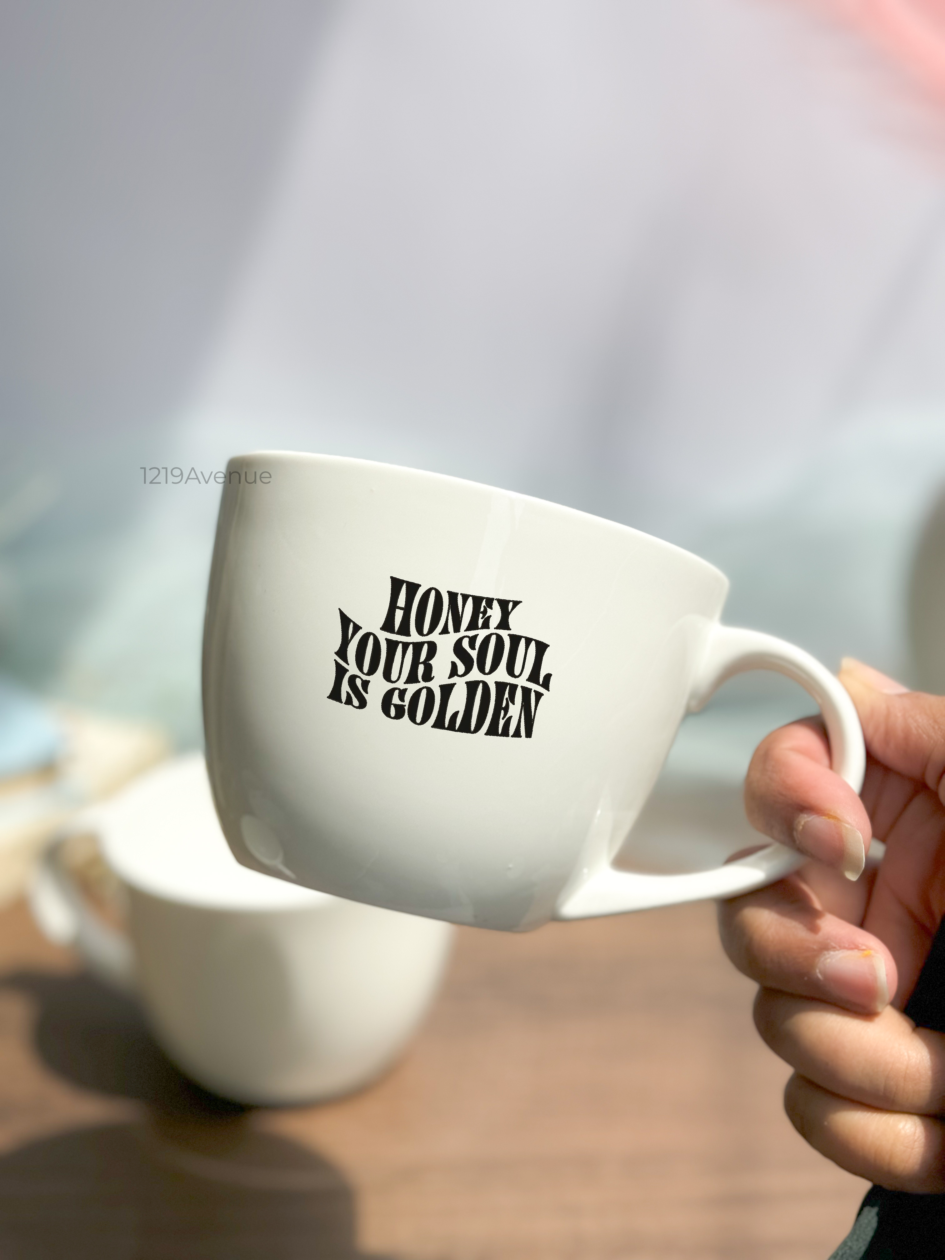 Grande Ceramic Cups |420ml |Golden Soul Permanent Print | Premium Ceramic Cups