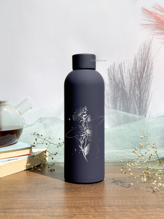 Bae-Sic Bottles 500 ML |Sunflower Universe Print | Double Walled Hot And Cold Bottles