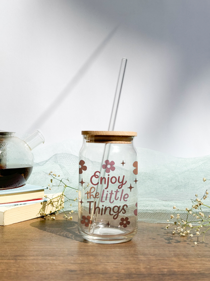 Can Shaped Sipper 500ml| Enjoy The Little Things  | Tumbler with lid, straw and coaster