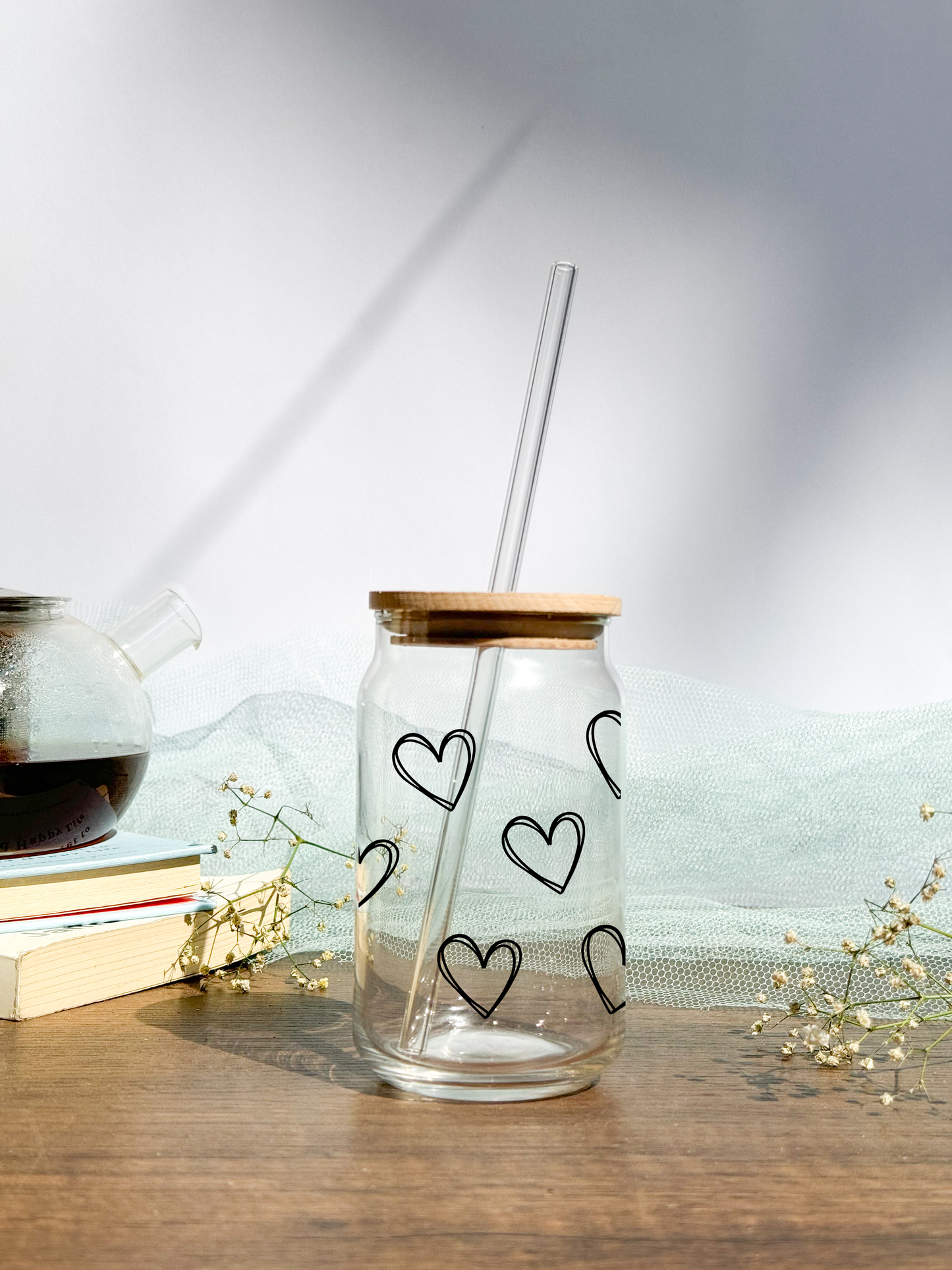 Can Shaped Sipper 500ml| Scribbled Heart | 18oz Can Tumbler with lid, straw and coaster.