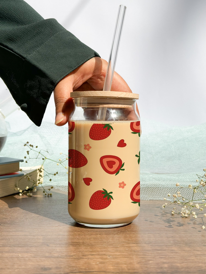 Can Shaped Sipper 500ml| Berries All Over| Tumbler with lid, straw and coaster