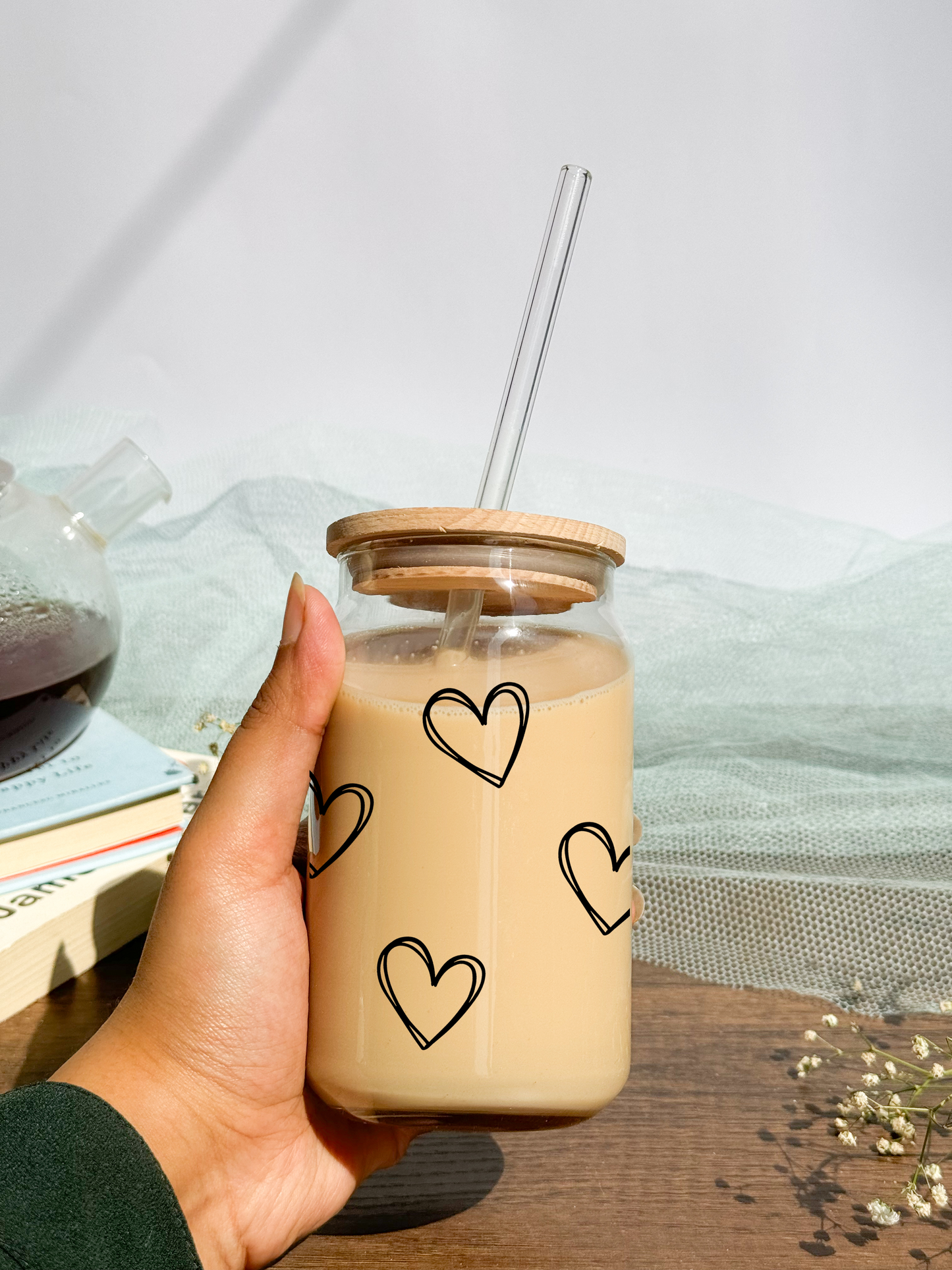 Can Shaped Sipper 500ml| Scribbled Heart | 18oz Can Tumbler with lid, straw and coaster.