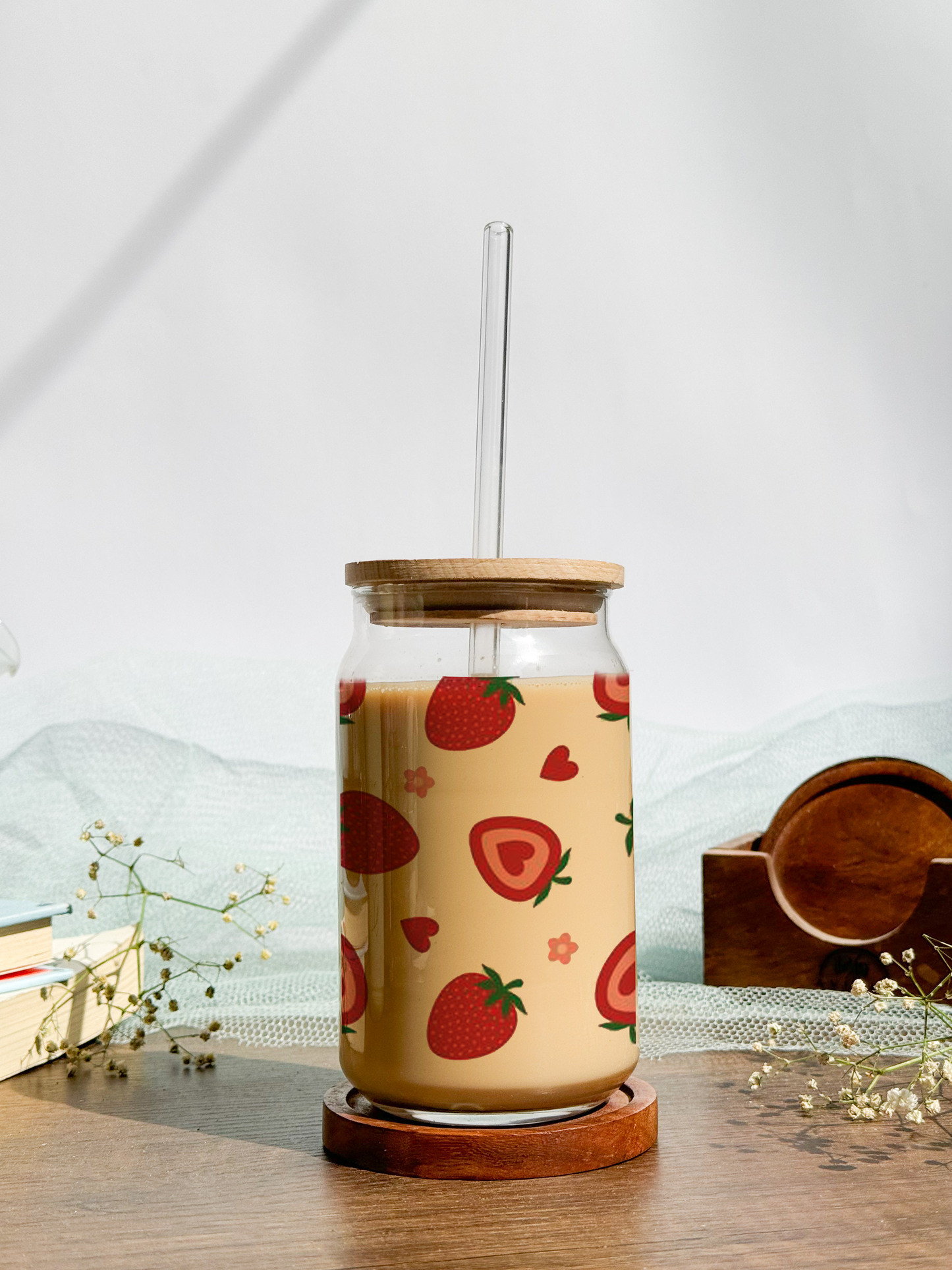 Can Shaped Sipper 500ml| Berries All Over| Tumbler with lid, straw and coaster