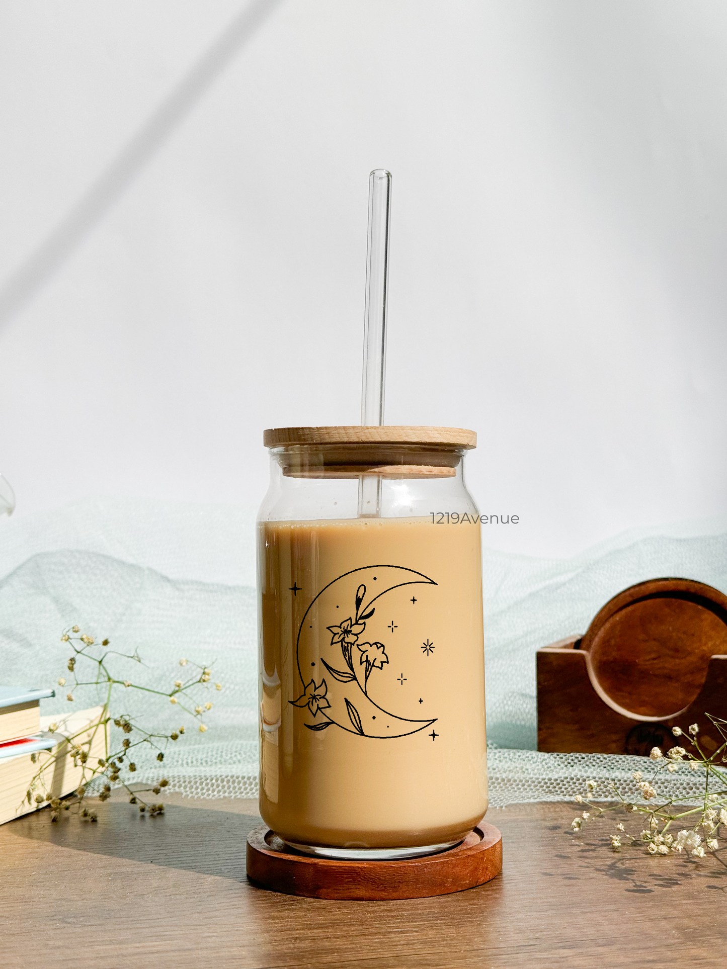 Can Shaped Sipper 500ml| Moon| Tumbler with lid, straw and coaster