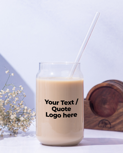Personalized Name Clear Can Sipper 500ml| Coffee Glass Tumbler with straw and lid 22oz | NO COD