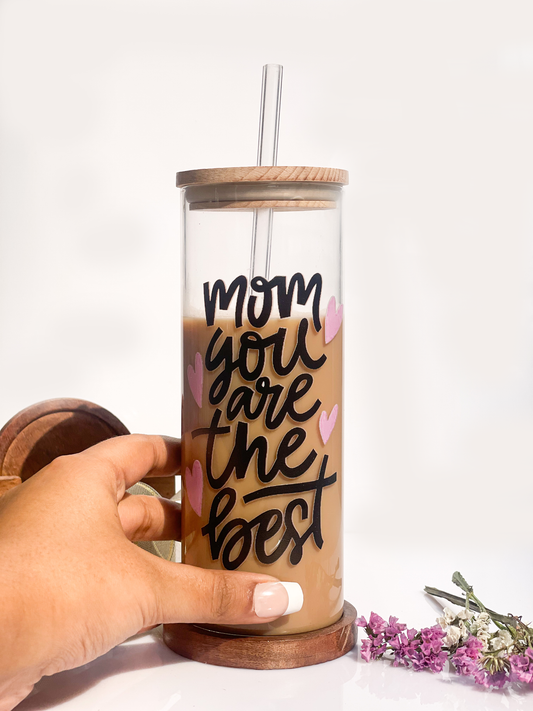 Clear Grande Sipper 650ml| Mom You're the Best Print| 22 oz Coffee Tumbler with Straw and Lid