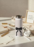 Personalised Lumi Insulated Premium Water Bottle 650ml – Noir Ribbon Print | 12+ Hours Hot & Cold | 2-Way Lid